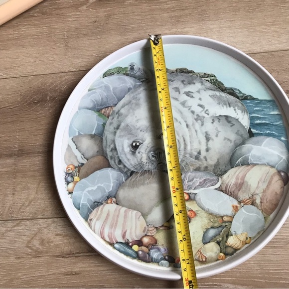 Vintage melamine serving tray Habour Seal grey seal wall hanging drink tray - Picture 5 of 7